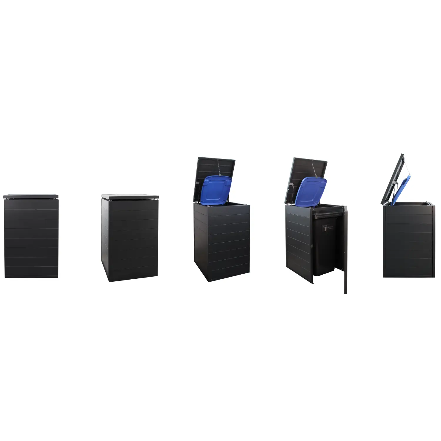 Mülltonnenbox UrbanBox 6er Box-240 Liter-Dunkelgrau-mit Paketbox Premium