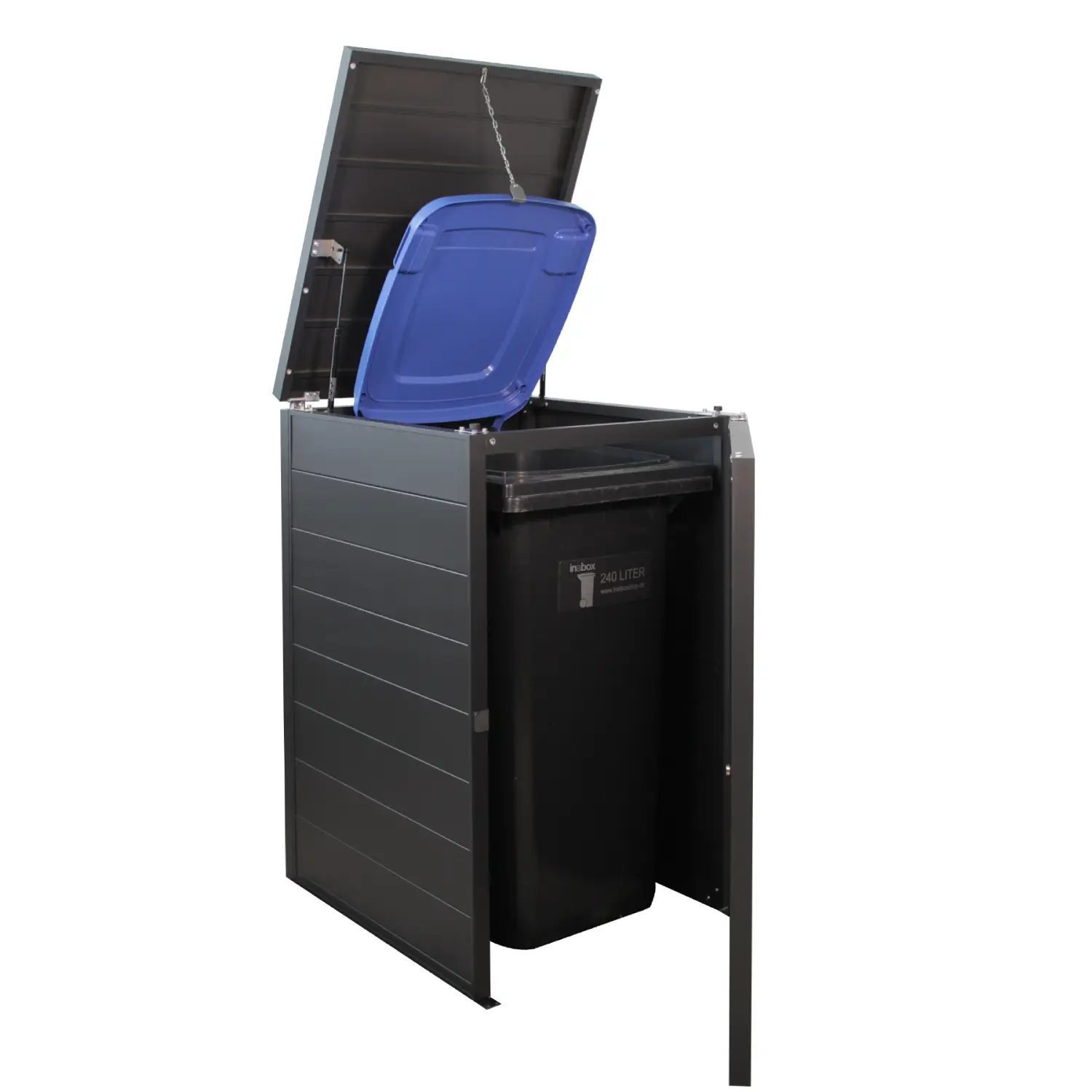 Mülltonnenbox UrbanBox 6er Box-240 Liter-Dunkelgrau-mit Paketbox Premium