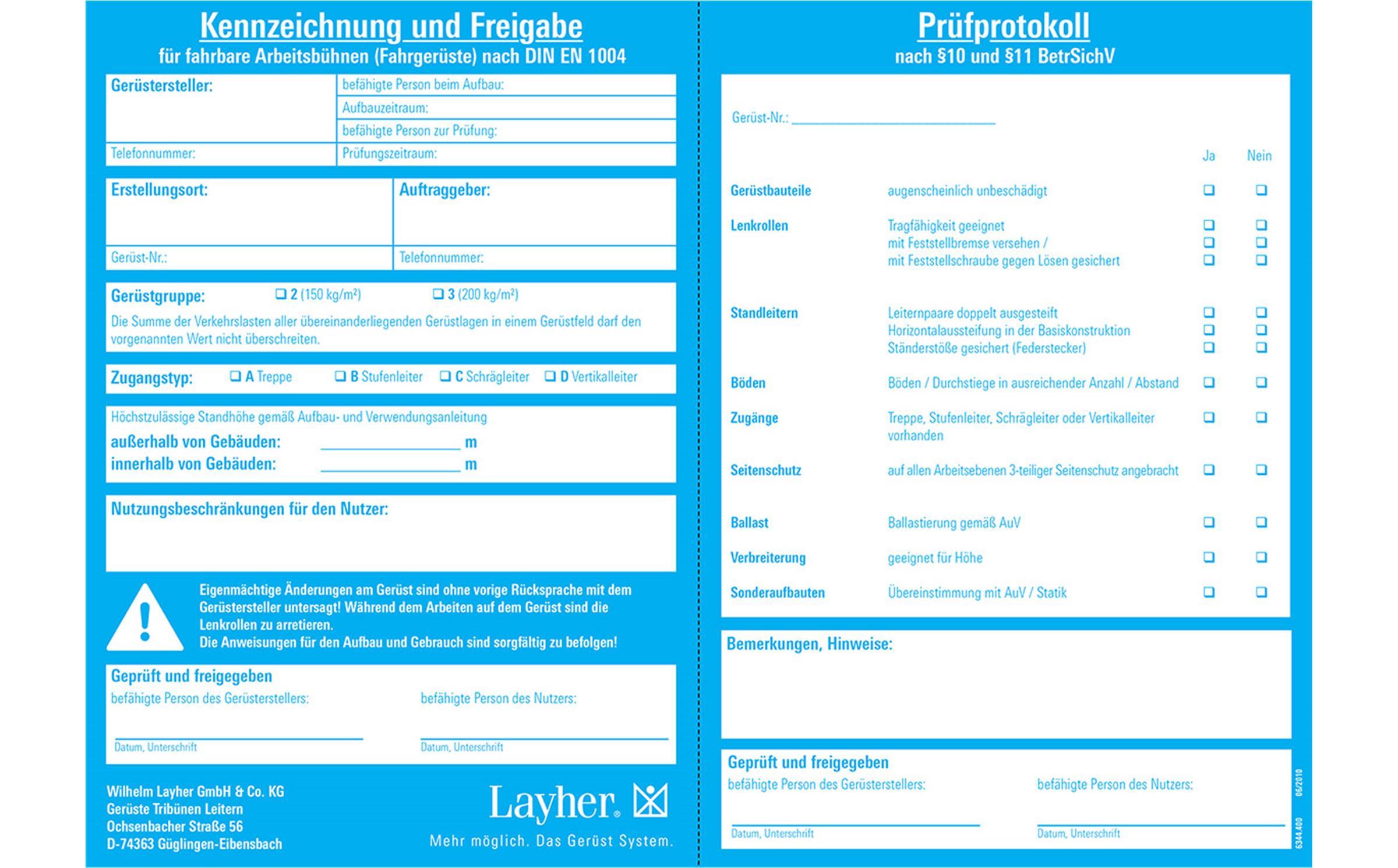Layher -  FG Kennzeichnungsblock