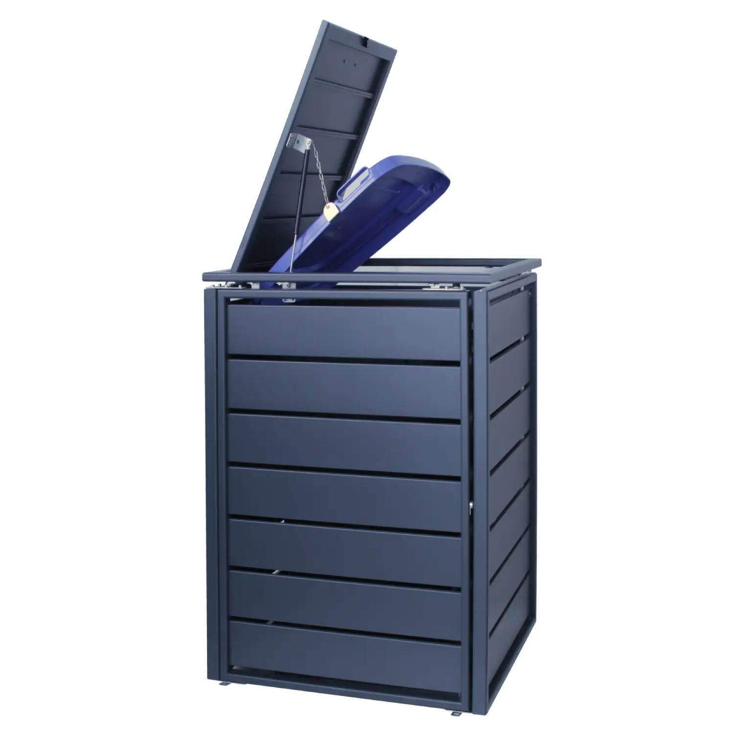 Mülltonnenbox PrimeBox 6er Box-240 Liter-Anthrazit-grau-mit Rückwand-mit Schließkombination-Push To Open