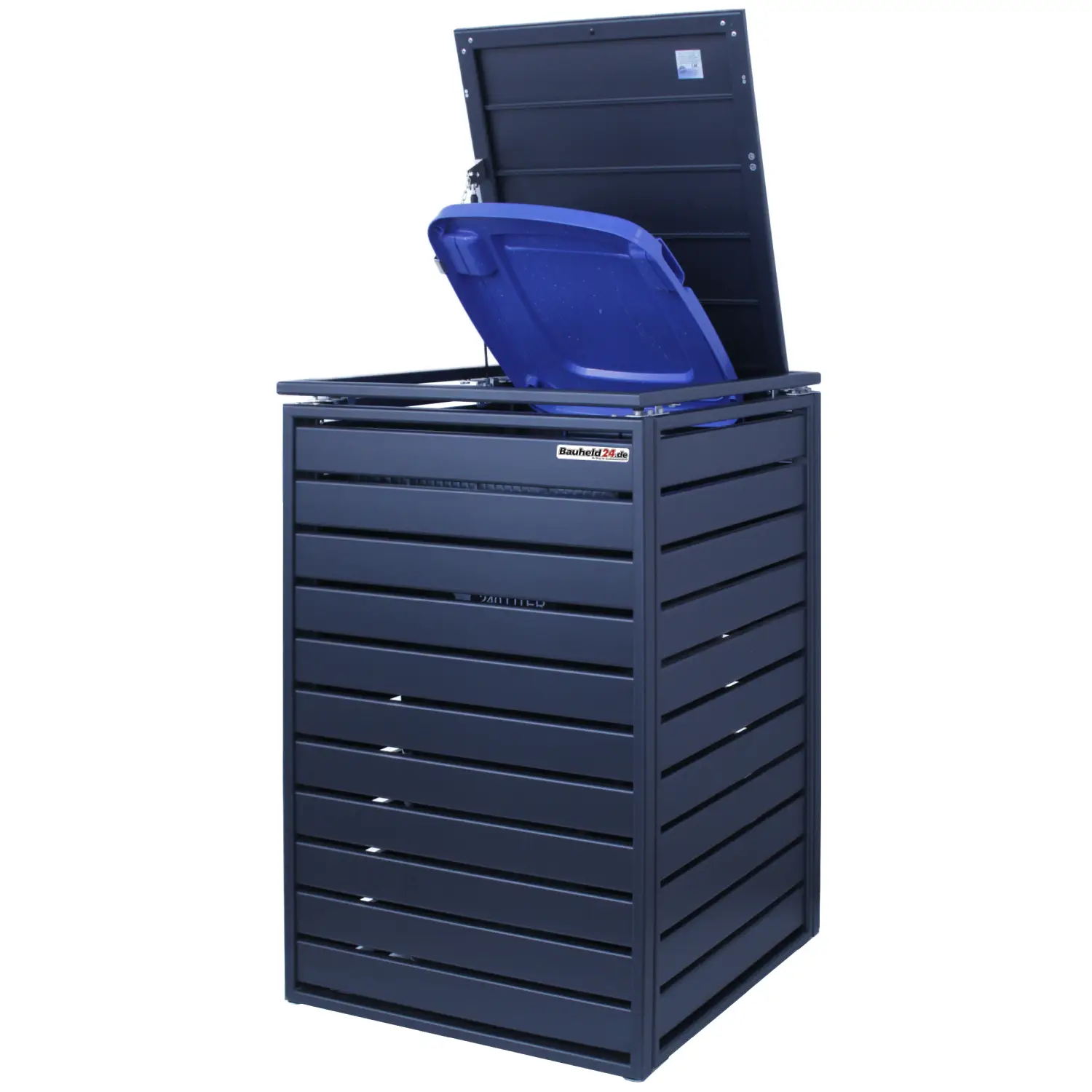 Mülltonnenbox PureBox 6er Box-240 Liter-Trend-Grau-mit Rückwand-mit Schließkombination-Push To Open