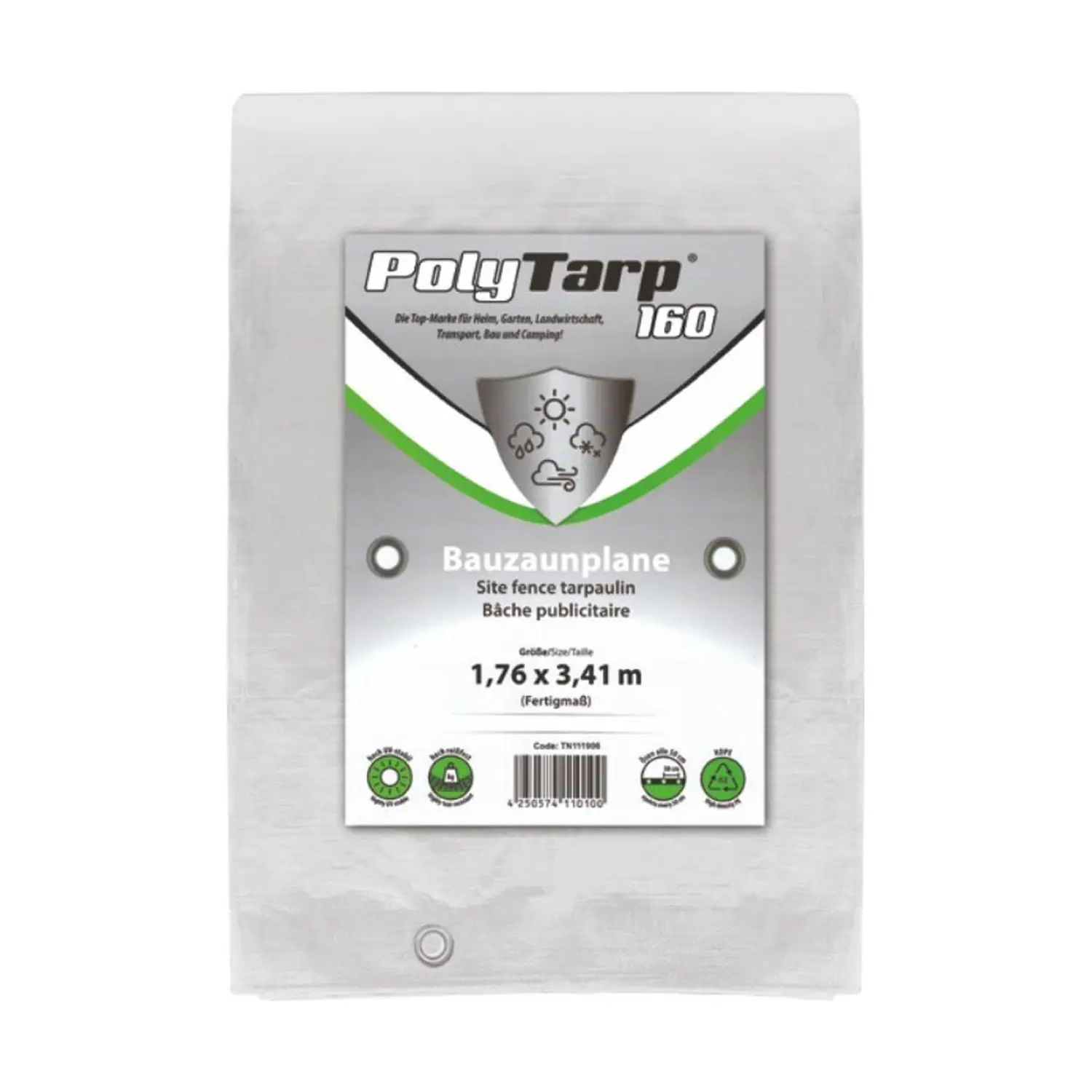 Bauheld24 - Bauzaunplane 1,76 x 3,41 m weiß