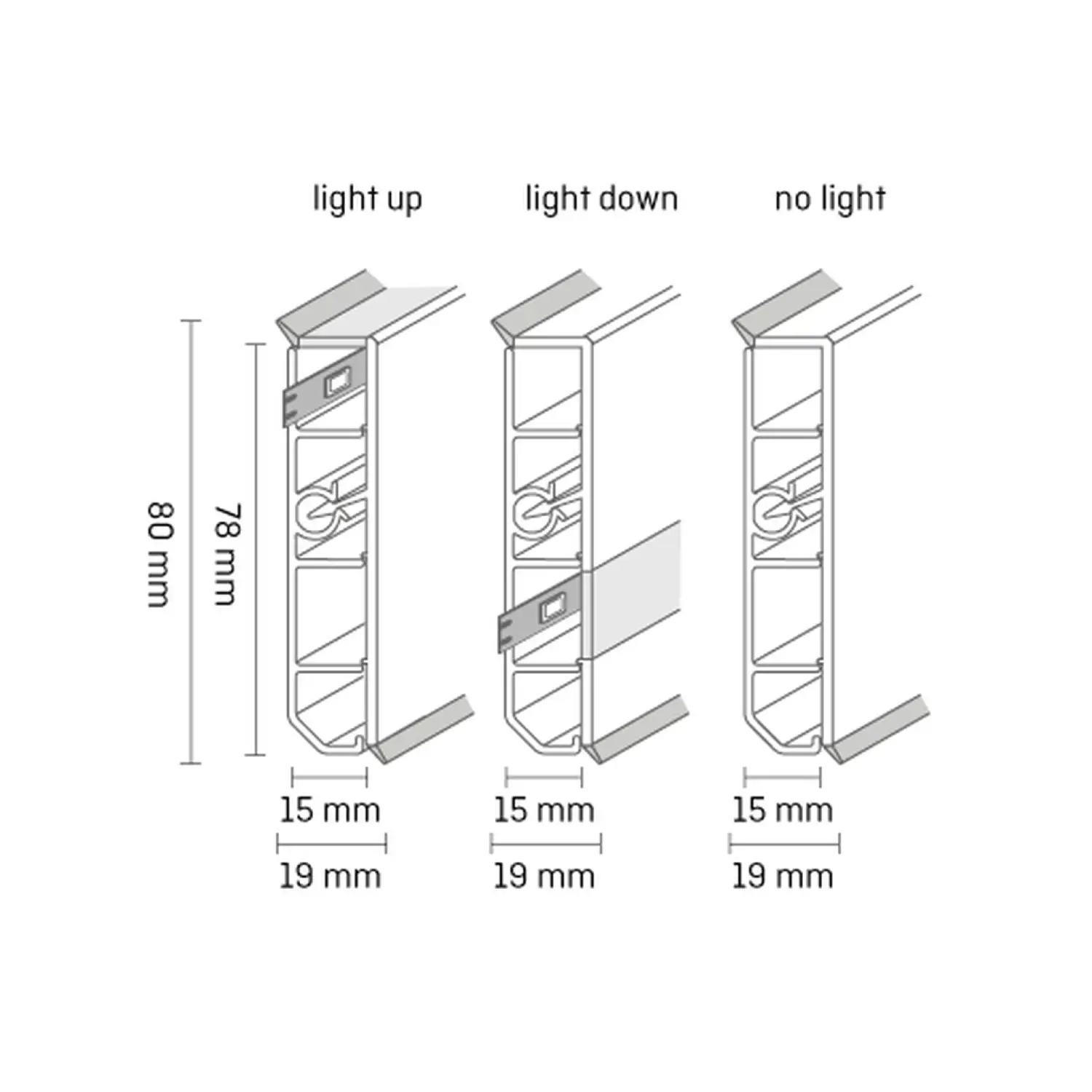 Döllken - Deckprofil Cubica LS80 Light up Aluminium (1160)