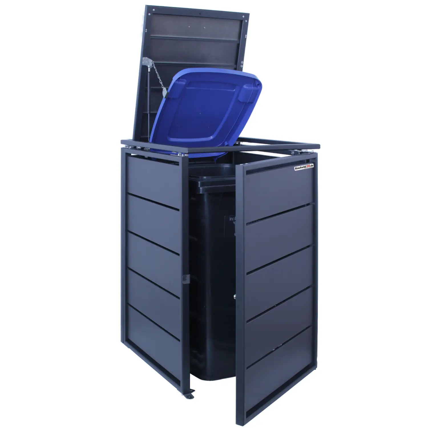 Mülltonnenbox NobleBox 6er Box-240 Liter-Anthrazit-Grau-mit Rückwand-mit Schließkombination-Push To Open