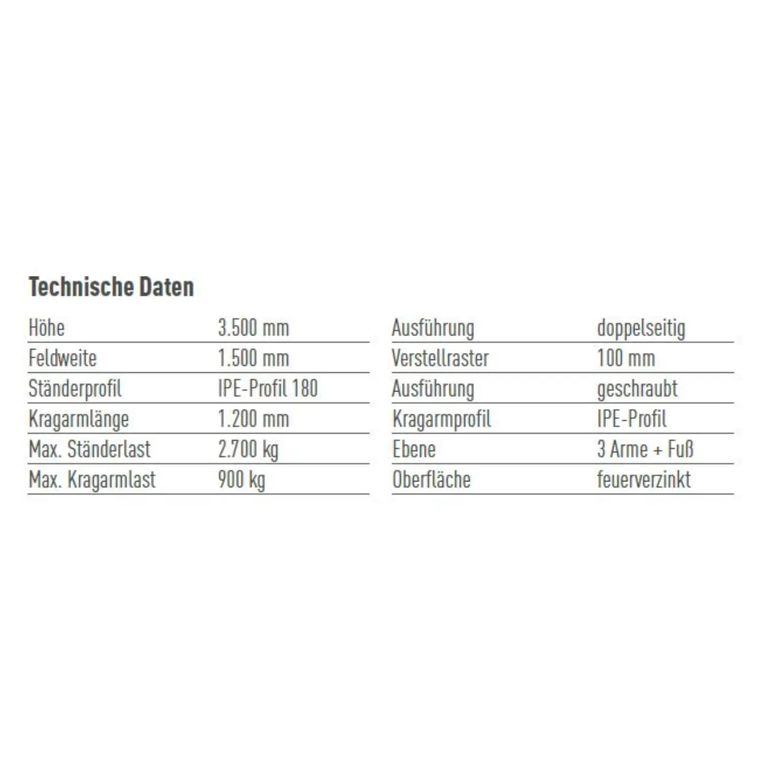 OPTI-RACK-REGAL DOPPELSEITIG – IPE 180 - KRAGARMREGAL 6,00 m