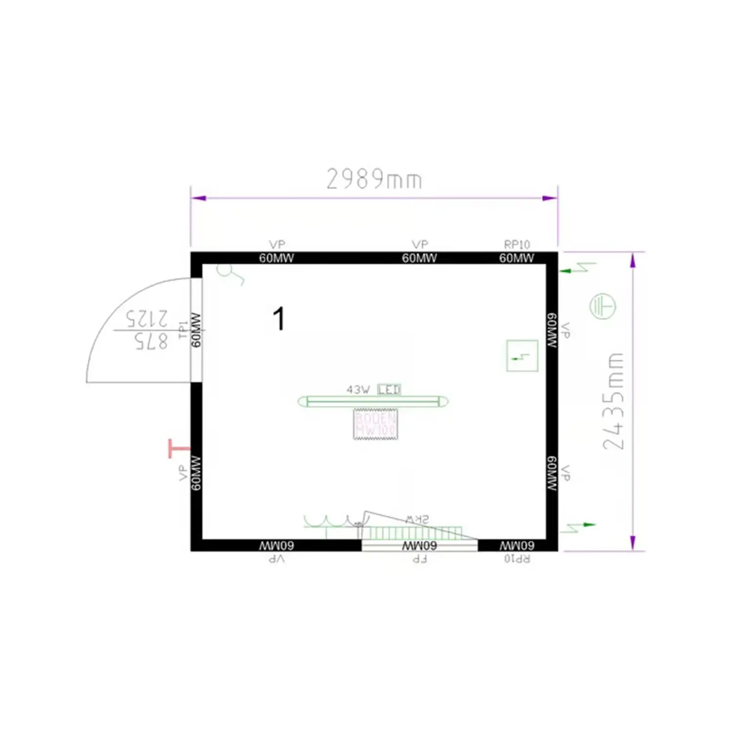 Bürocontainer - Standard 10'-2989mm-RAL 9010 reinweiss