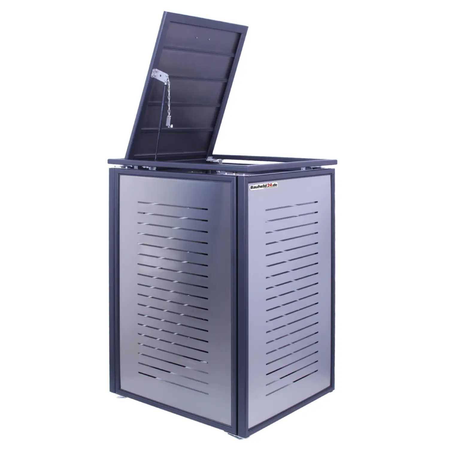 Mülltonnenbox FrameBox 6er Box-240 Liter-Dunkelgrau-mit Rückwand-mit Schließkombination-Push To Open