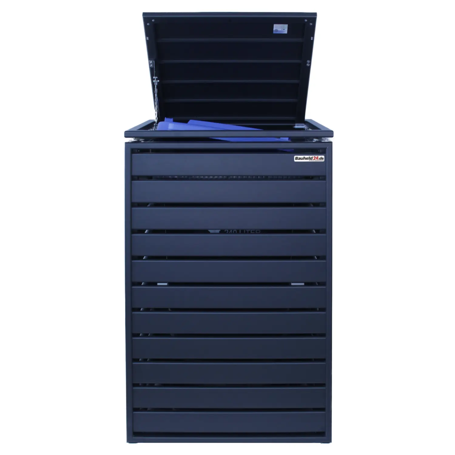 Mülltonnenbox PureBox 6er Box-240 Liter-Trend-Grau-mit Rückwand-mit Schließkombination-Push To Open