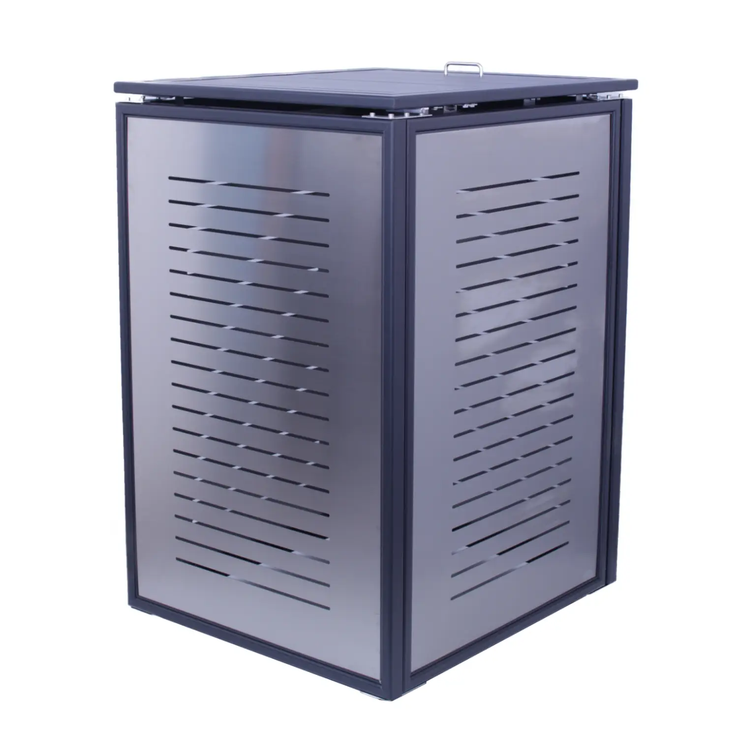 Mülltonnenbox FrameBox 6er Box-240 Liter-Dunkelgrau-mit Rückwand-mit Schließkombination-Push To Open